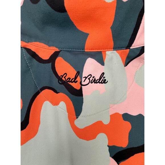 Bad Birdie Powell Quarter Zip Golf Pullover Pink Green Orange Men Size M - Picture 5 of 16